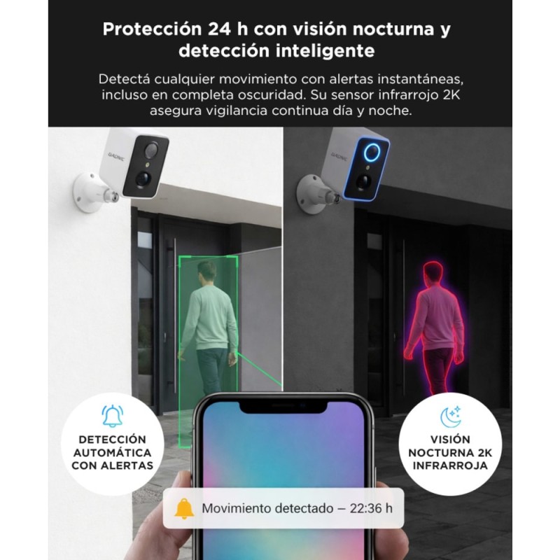 Camara Seguridad Gadnic Wifi Interior Exterior Full HD 1296P Vision ...